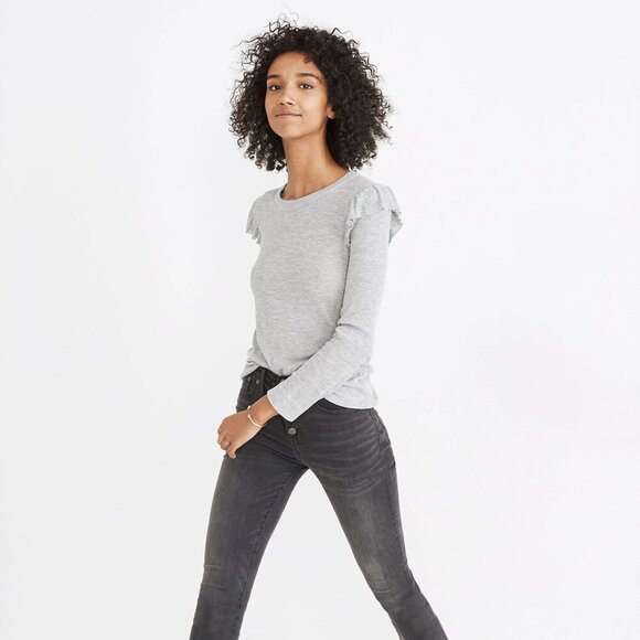 MADEWELL Ruffle-Sleeve Pullover Sweater Size Small - Picture 1 of 11